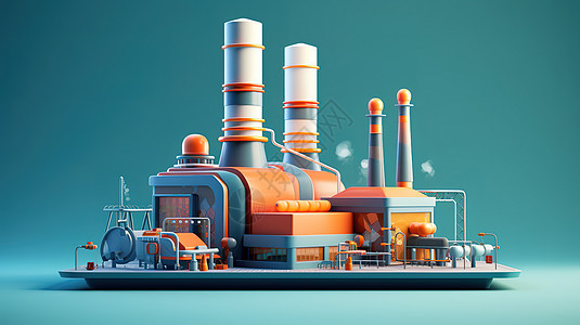 工厂机械管道概念抽象3D小场景图片