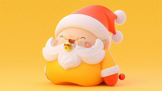 穿黄色衣服立体可爱的卡通圣诞老人图片