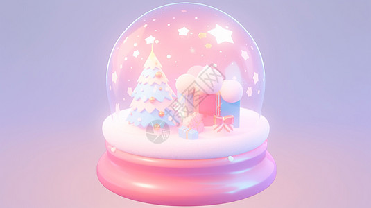 发光小星星的卡通水晶球圣诞礼物图片