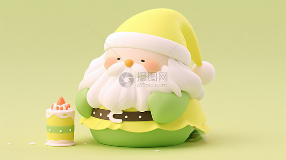 绿色主题装扮可爱的立体卡通圣诞老人图片