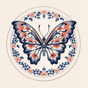 简约漂亮的圆形卡通蝴蝶图案图片