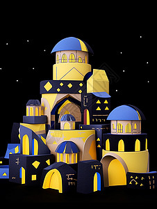 夜晚漂亮可爱的卡通城堡图片