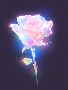 夜晚发光的粉色卡通玫瑰花图片
