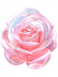 炫彩图片盛开的炫彩粉色卡通玫瑰花朵插画