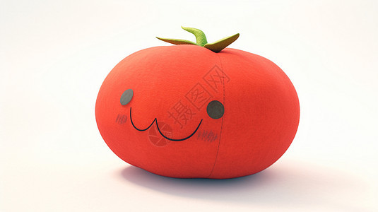 微笑橙红色羊毛毡可爱的卡通西红柿图片
