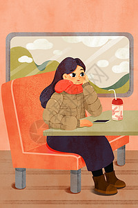 春运坐火车的女孩在回家过年的路上背景图片