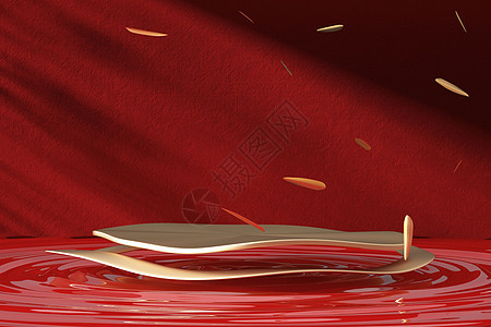 红色中国风展台背景背景图片