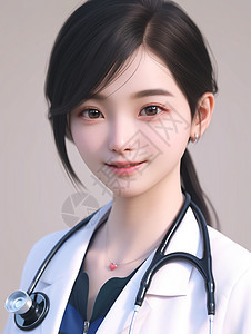 黑色头发面带微笑的卡通女医生头像图片