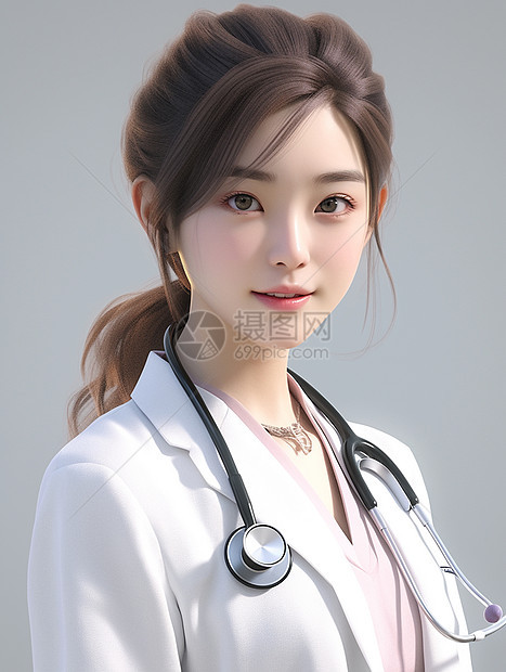 漂亮和蔼的卡通年轻女医生头像职业照图片