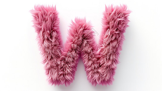 粉红色毛茸茸字母W图片