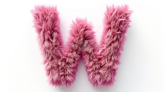 粉红色毛茸茸字母W图片
