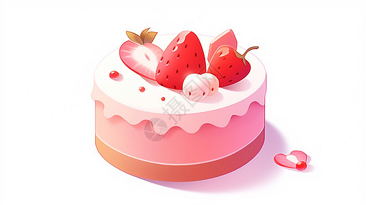 美味的草莓水果卡通蛋糕背景图片