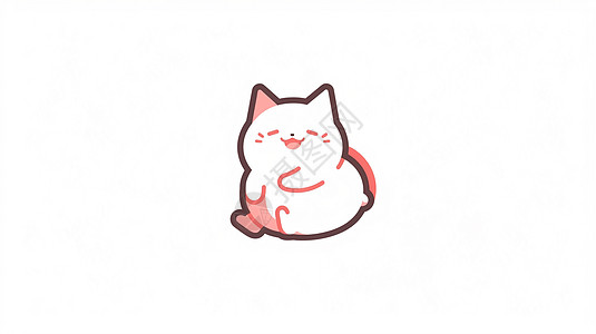 坐着开心笑的可爱的卡通小白猫简笔画图片