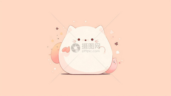 圆圆简约可爱的卡通小肥猫图片