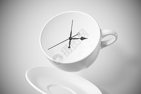 白色杯子创意杯子时间概念设计图片