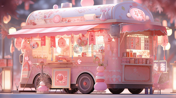 粉色移动可爱的卡通小商店图片