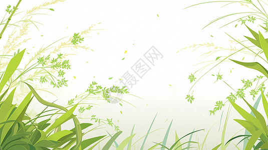 春天小清新漂亮的卡通绿植背景图片