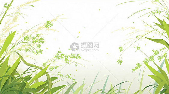 春天小清新漂亮的卡通绿植背景图片