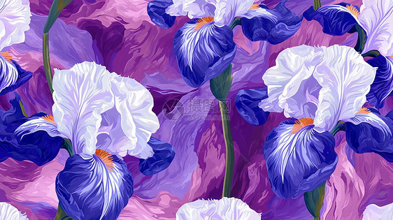 抽象唯美漂亮的紫色调卡通花朵图片