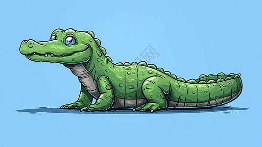 绿色微笑可爱的卡通小恐龙背景图片
