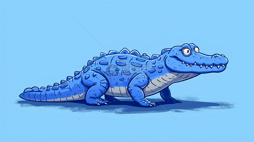 蓝色粗线条卡通小恐龙图片
