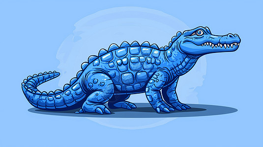 蓝色爬行动物卡通鳄鱼背景图片
