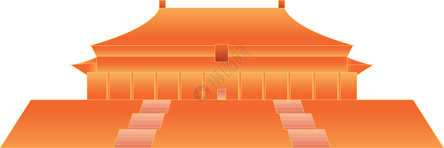 祈年殿太和殿北京城市建筑群地标天际线矢量插画横板插画