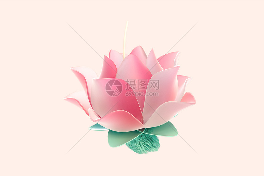 c4d立体中国风春节莲花灯笼3d插画图片