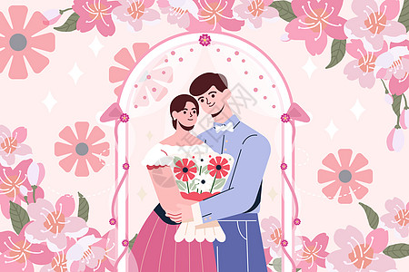 fugu婚纱情人节婚礼插画
