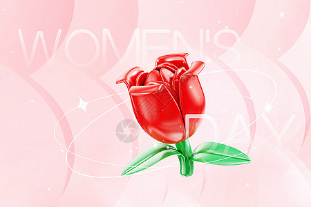妇女节玫瑰花图片3D立体女神节背景设计图片