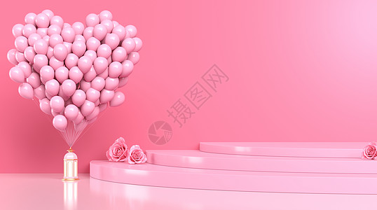 粉色的玫瑰创意情人节展台设计图片