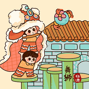 新年春节传统节日非遗文创文化习俗舞狮图片