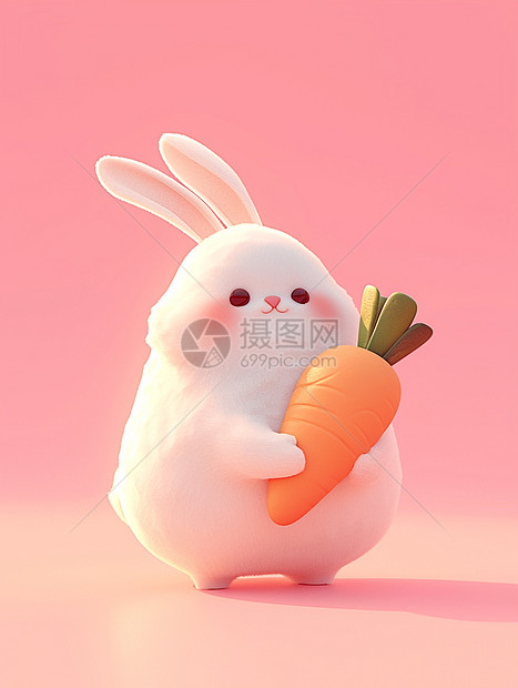 抱着胡萝卜卡通兔子图片