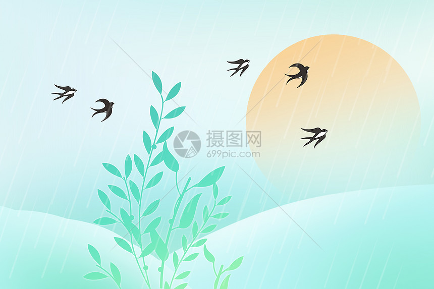 春雨大雁背景图片