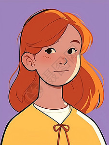 橙色头发时尚简约的卡通女孩头像图片