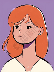 橙色头发时尚的卡通女孩头像图片