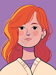 橙色头发简约的卡通女孩头像图片