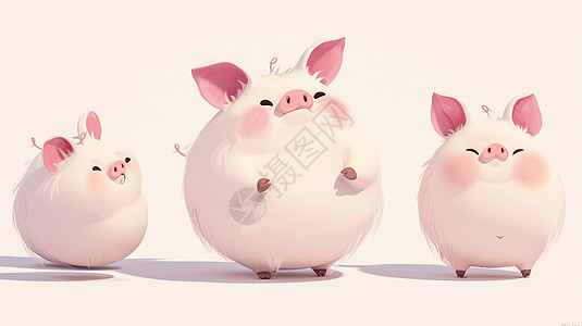 胖乎乎可爱的卡通小猪高清图片