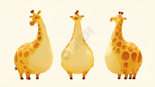 多角度可爱肥胖的卡通长颈鹿图片