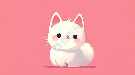 简约可爱的胖乎乎的卡通小猫插画图片