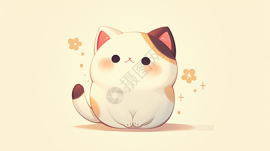 胖乎乎的卡通小猫插画图片