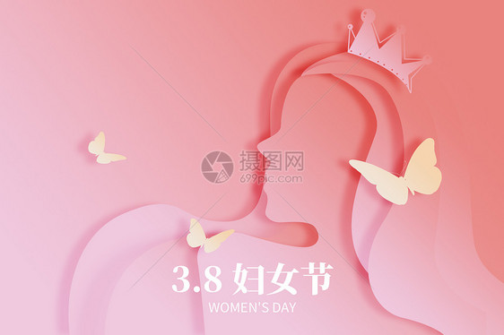 女神节创意大气粉色叠加女神图片