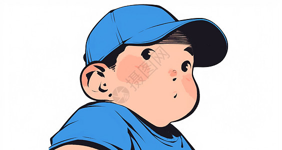 棒球帽可爱的卡通小男孩背景图片