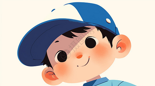 可爱棒球帽的卡通小男孩图片