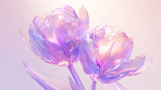 紫色透明花瓣卡通花朵图片