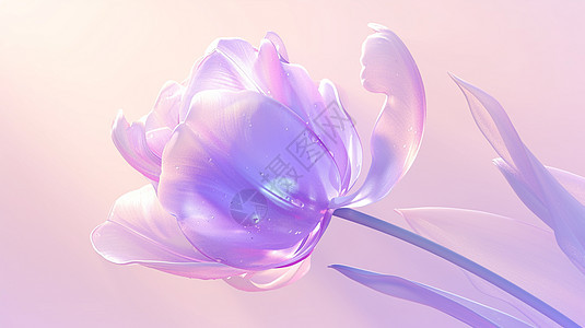 优雅飘逸的紫色调透明卡通花朵图片
