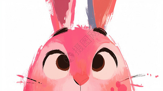 粉色大耳朵可爱卡通兔子图片