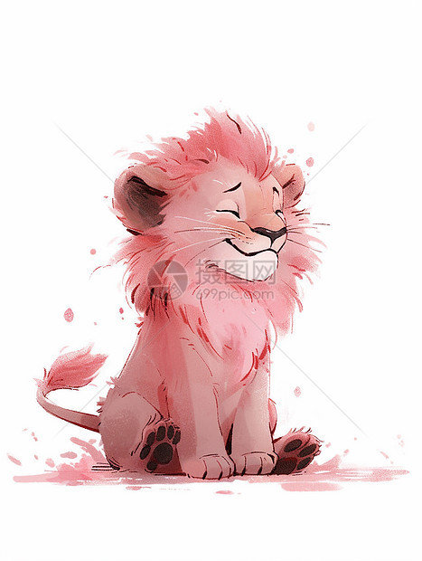粉色毛发可爱的卡通小狮子图片