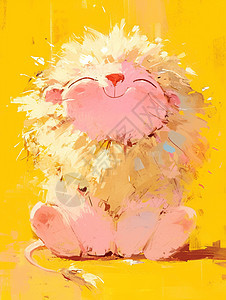 手绘风可爱小狮子在开心笑图片