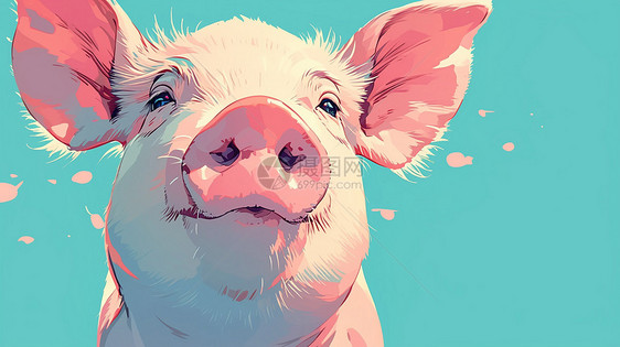 可爱卡通小猪正面插画图片